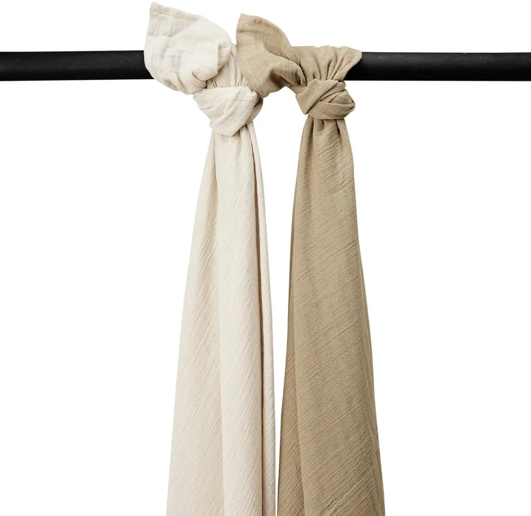 Meyco Baby Uni Swaddle 2-pack - 120x120cm - Soft Sand/Taupe