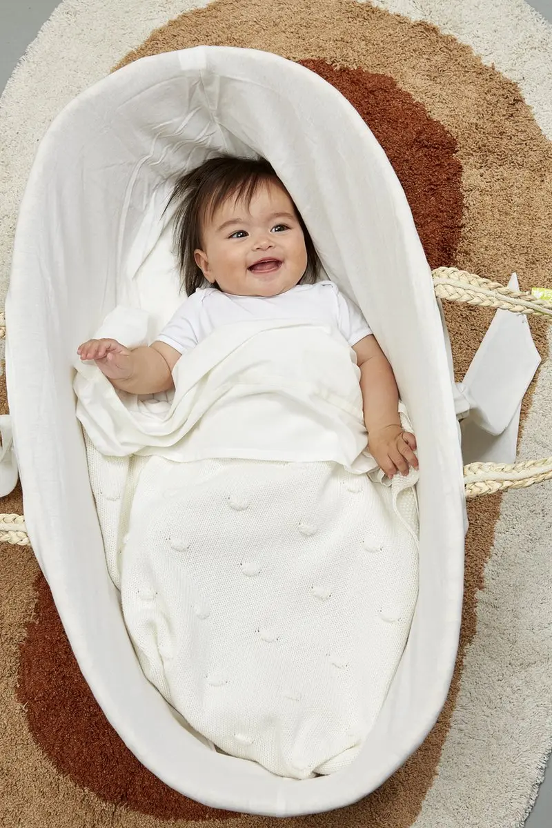 Meyco Baby Knots Wiegdeken 75x100cm - Offwhite - 1.0 TOG