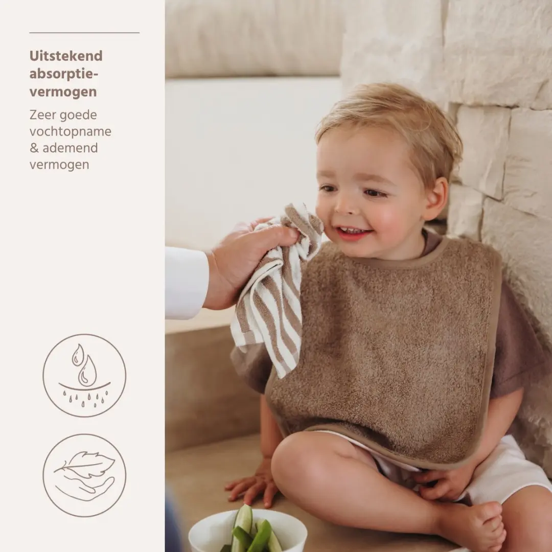 Meyco Baby Fat Stripe Monddoekjes 30x30cm - Taupe - 6 Stuks