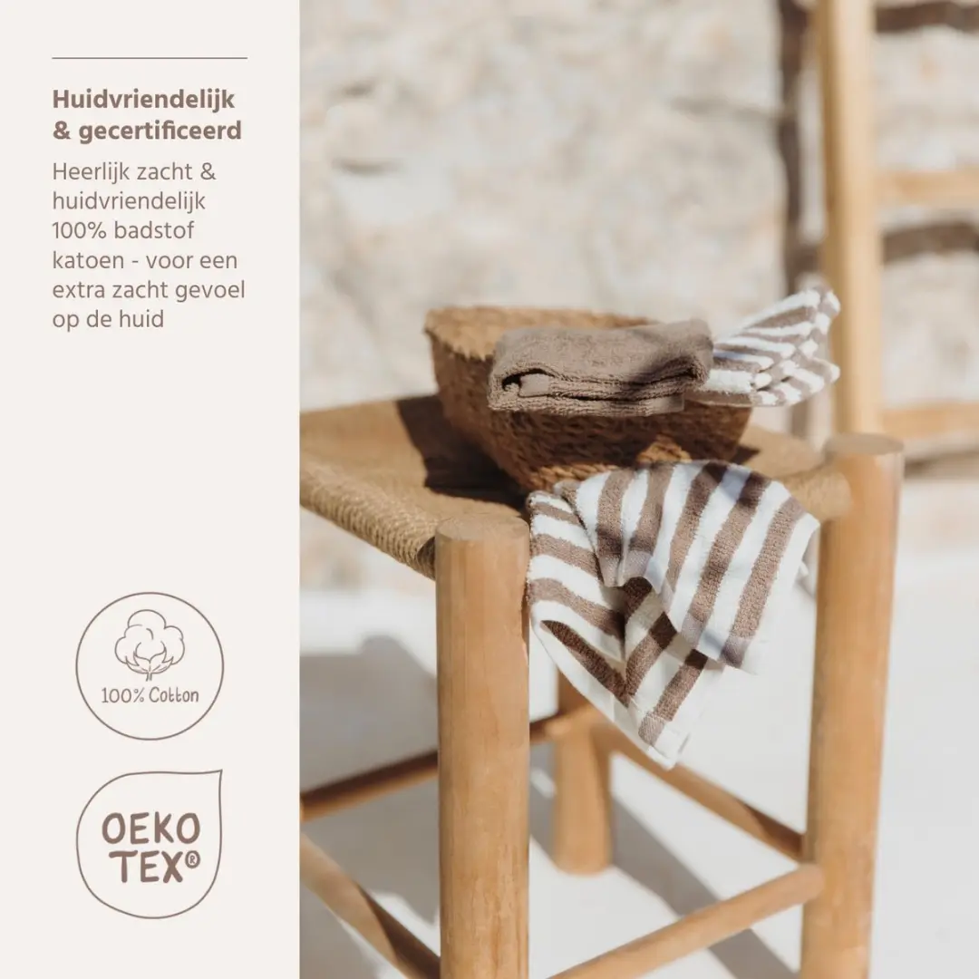 Meyco Baby Fat Stripe Monddoekjes 30x30cm - Taupe - 6 Stuks
