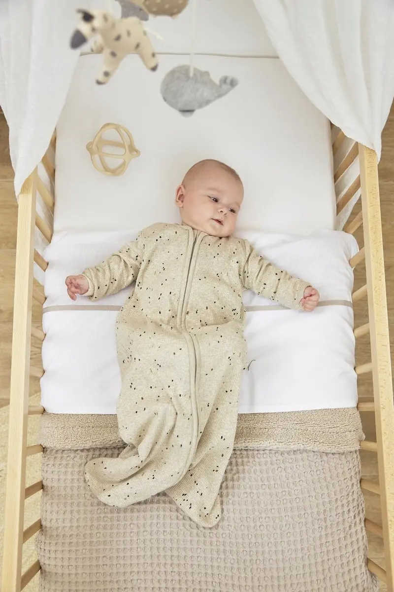 Meyco Baby Rib Mini Spot Slaapzak 90cm - 1.0 TOG - Sand Melange - afbeelding 6 van 6