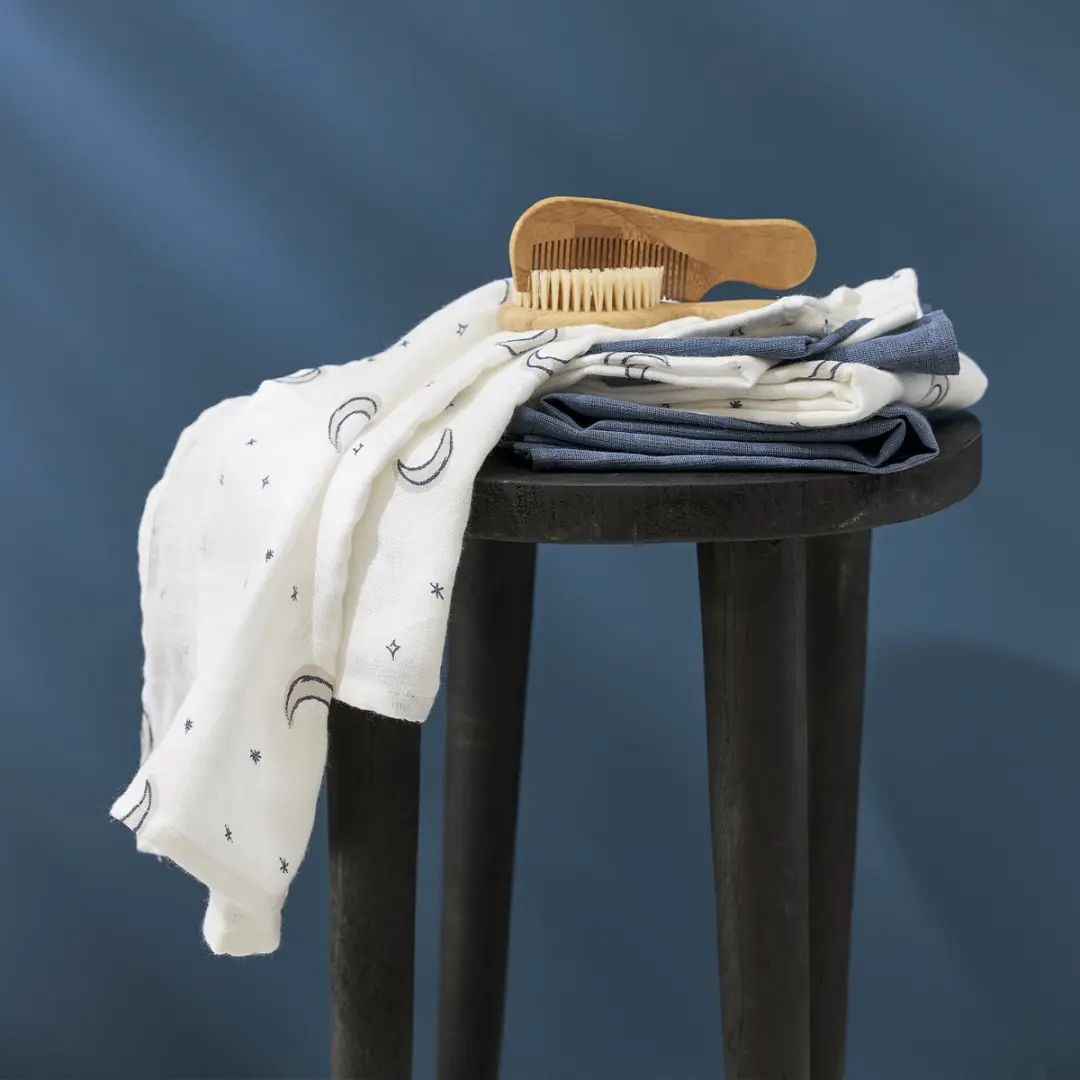 Meyco Baby Moon Monddoekjes Indigo 30x30cm - 3 Stuks