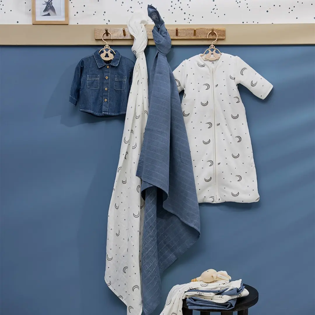 Meyco Baby Moon Monddoekjes Indigo 30x30cm - 3 Stuks