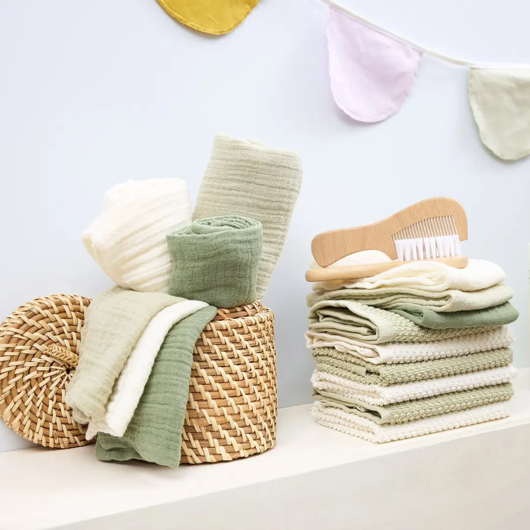 Meyco Baby Uni Swaddle 2-pack - 120x120cm - Natural/Soft Olive