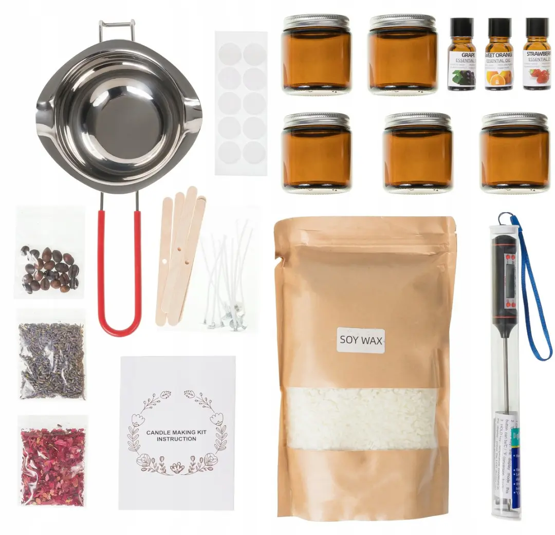 BK Sojawaskaarsen Makersset 600ml - 5 Potjes - 3 Geurolie - 10 Lonten