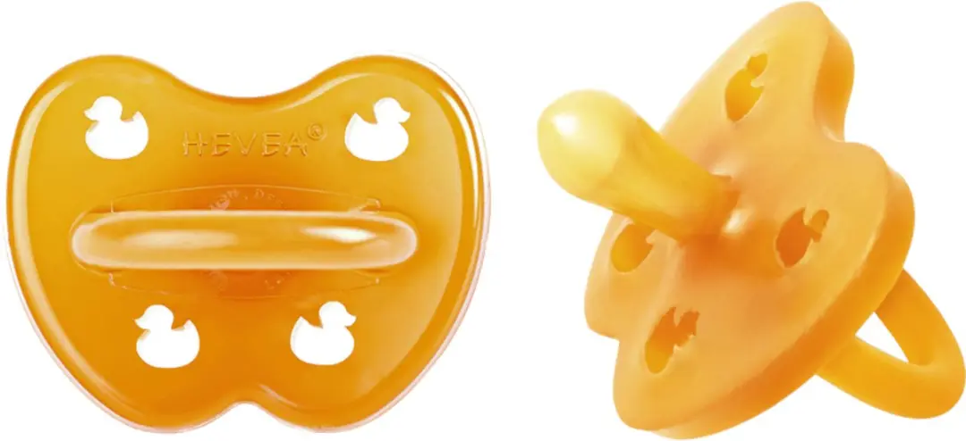 Hevea Two-Pack Symmetrical Teat Fopspeen - 0+ - Geel