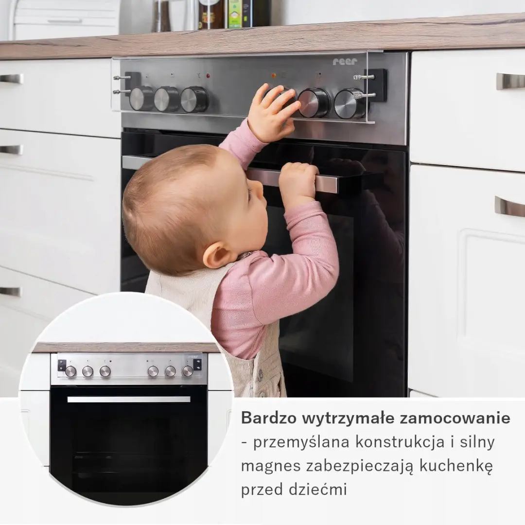 Reer Kinderbeveiliging Kookplaatknoppen Magnetisch - Transparant/Wit