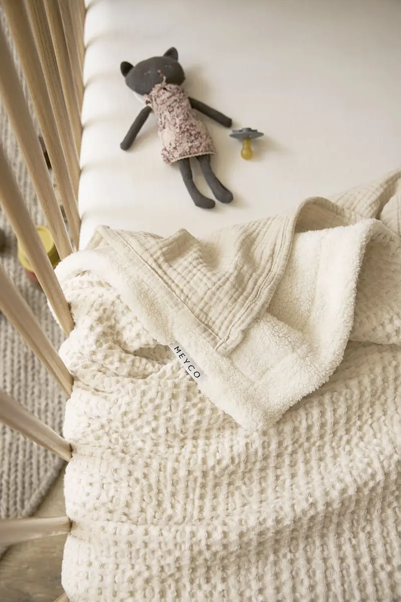 Meyco Baby Wafel Teddy Deken 100x150cm - 2.0 TOG - Nature