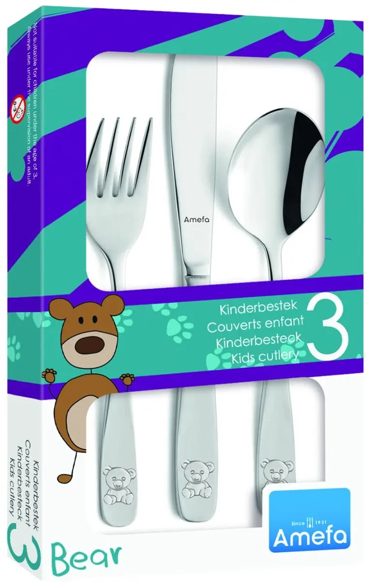 Amefa Beer Kinderbestekset 3-delig - Zilverkleurig