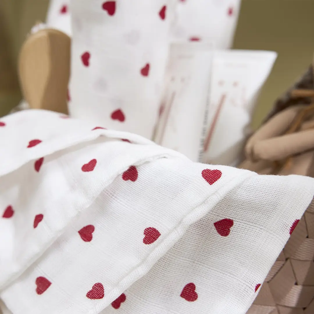 Meyco Baby Sweet Heart Monddoekjes - 3 Stuks - 30x30cm - Rood