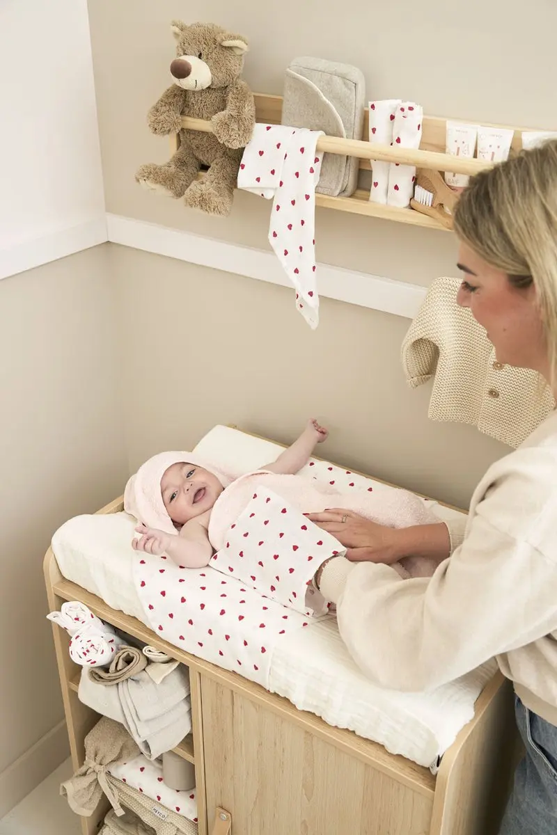 Meyco Baby Sweet Heart Monddoekjes - 3 Stuks - 30x30cm - Rood