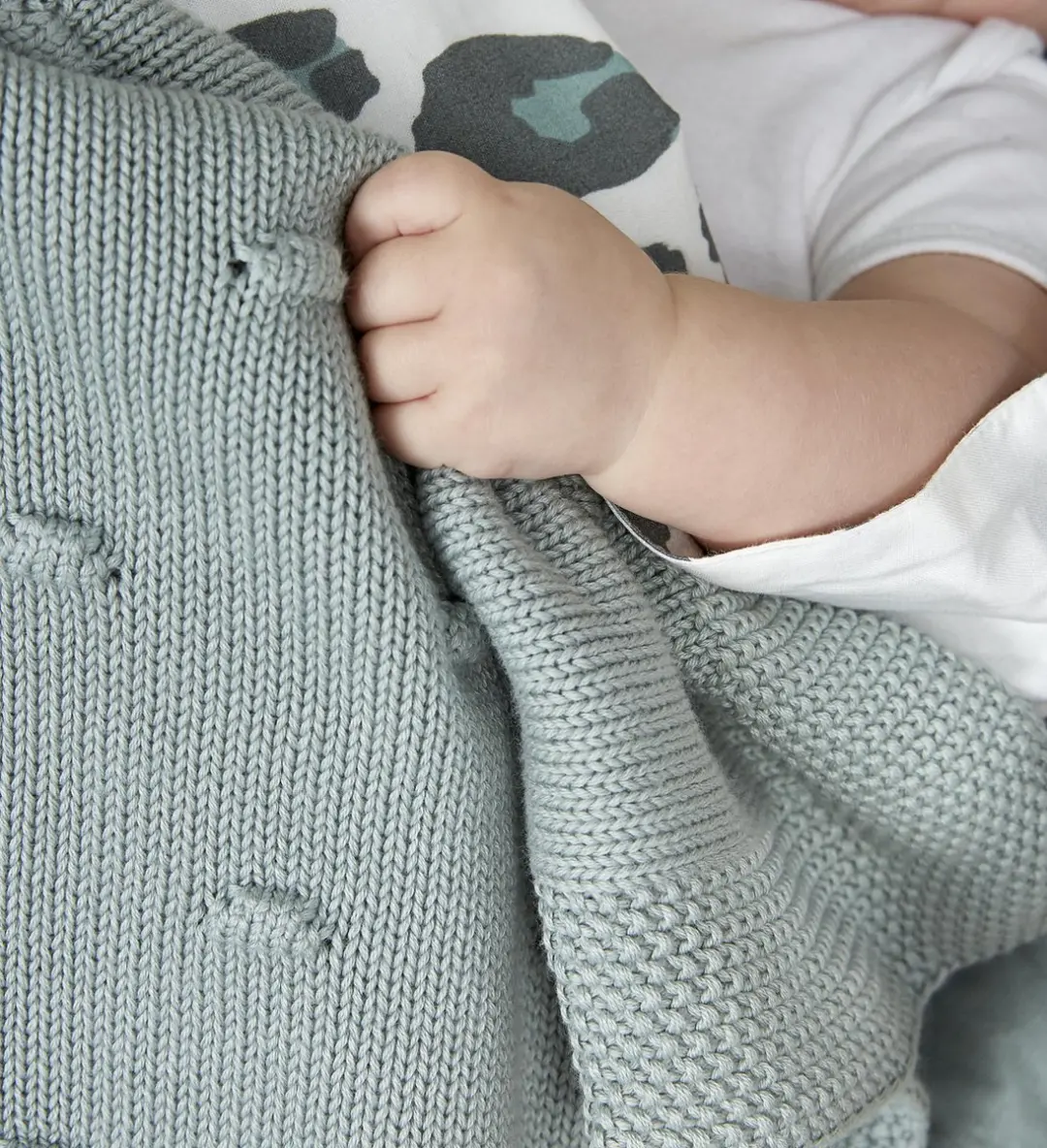 Meyco Baby Knots Wiegdeken Stone Green 75x100cm - 1.0 TOG