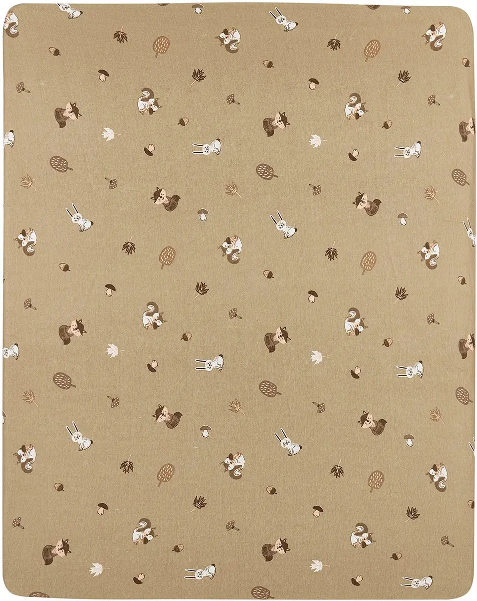 Meyco Baby Forest Animals Hoeslaken Boxmatras 75x95cm - Sand