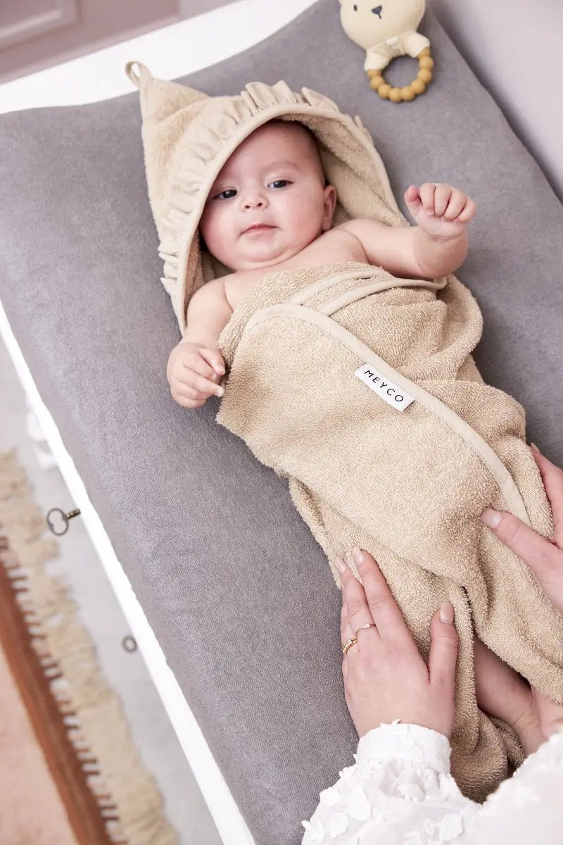 Meyco Baby Ruffle Badcape Sand - 80x80cm