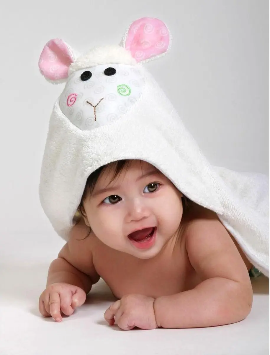 Zoocchini Baby Badcape Lola the Lamb - Wit 75x75