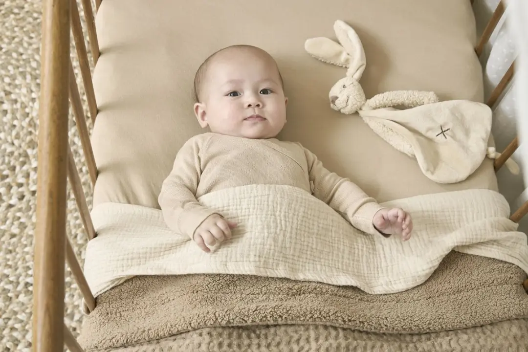 Meyco Baby Wafel Teddy Wiegdeken 75x100cm - 2.0 TOG Taupe