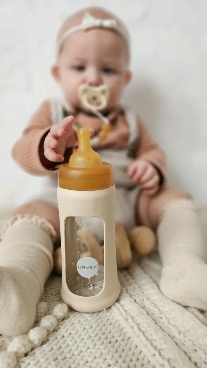 Hevea Wide Neck Babyfles 250ml - Sand