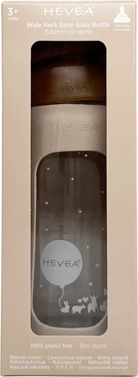 Hevea Wide Neck Babyfles 250ml - Sand