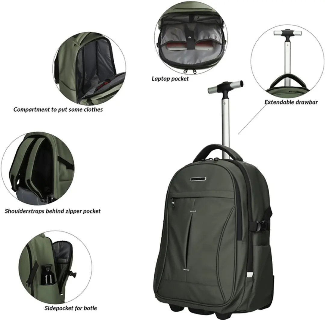 Enrico Benetti Northern Laptoptrolley 17" - Groen - 10 Vakken