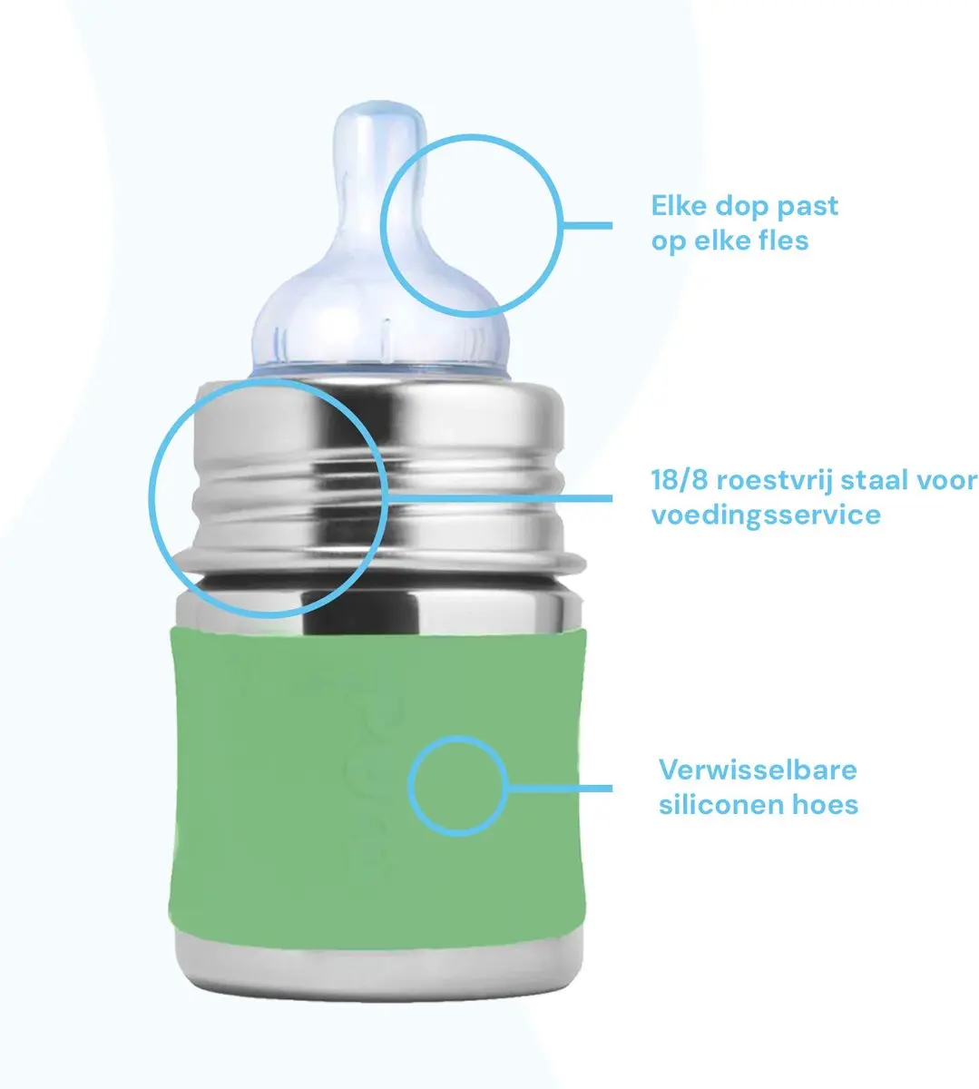 Pura Speenfles 150ml - Mosgroen - Plasticvrij