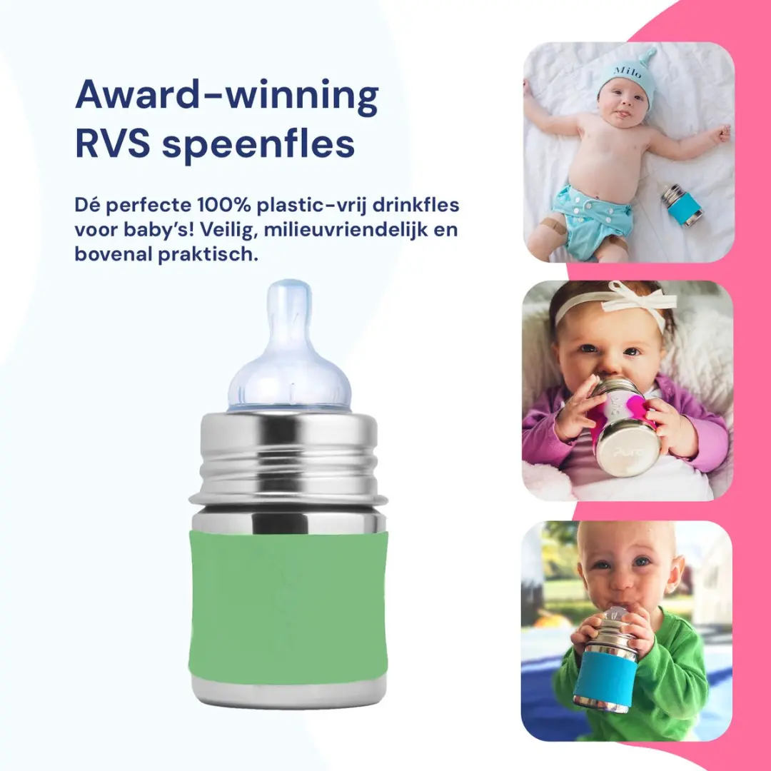 Pura Speenfles 150ml - Mosgroen - Plasticvrij