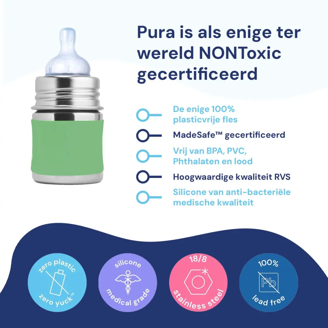 Pura Speenfles 150ml - Mosgroen - Plasticvrij