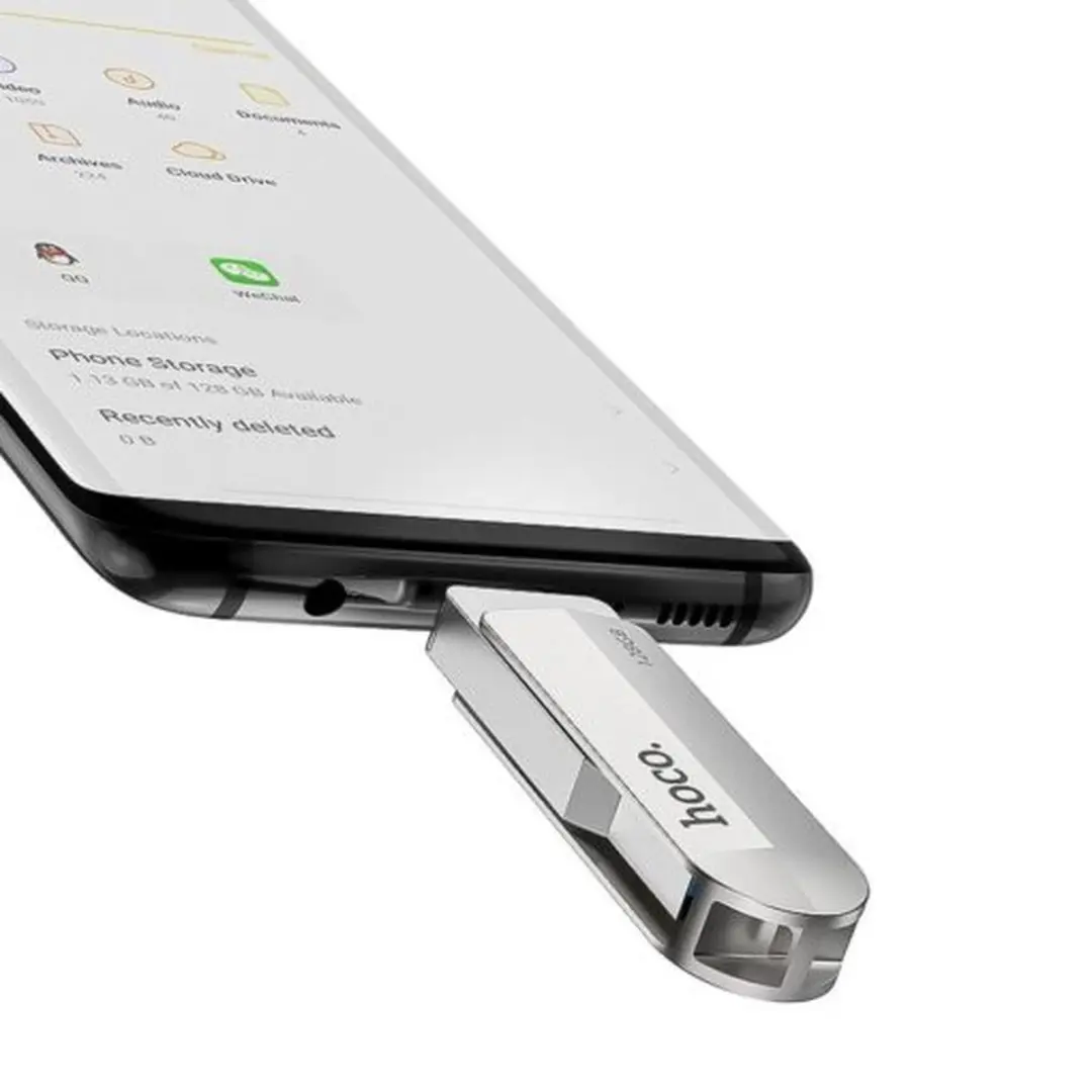 Hoco 6931474738677 USB-C & USB 3.0 Stick 128GB - Zilver - afbeelding 6 van 6