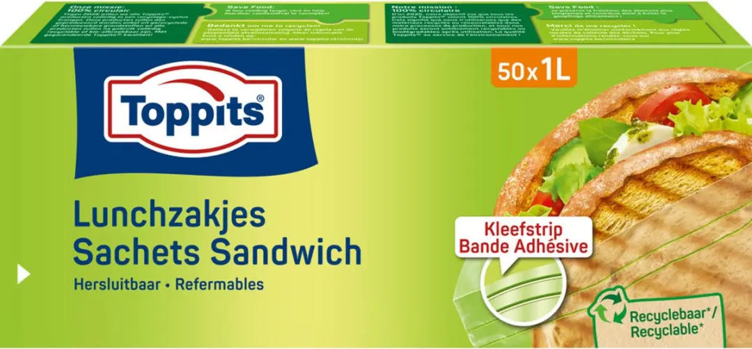 Toppits Lunchzakjes Hersluitbaar 1L - 3x50 Stuks