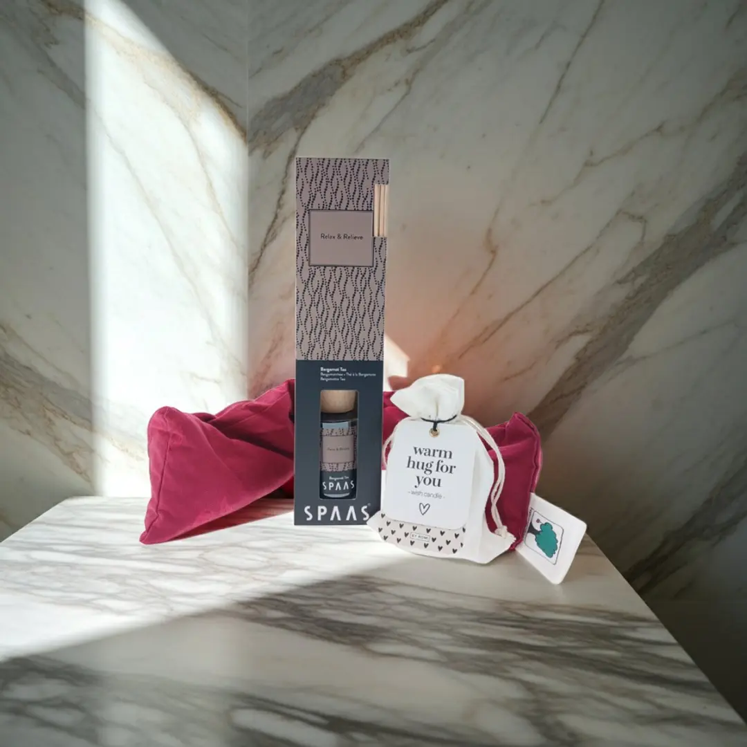 Spaas Geurstokjes Bergamot Cadeauset - Warmtekussen & Kaars