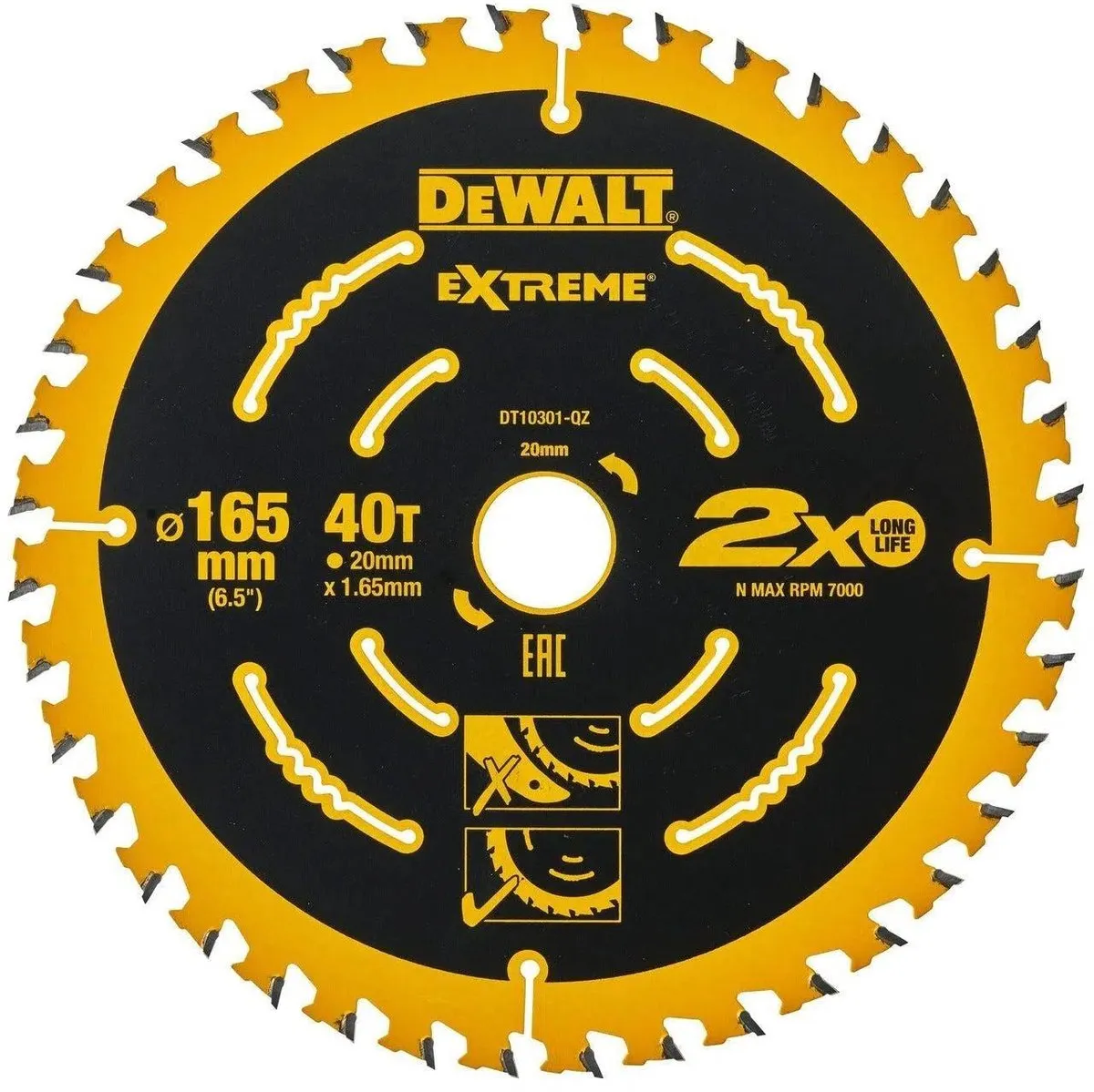DeWalt Extreme DT10301-QZ Cirkelzaagblad Multimateriaal 165mm 40T