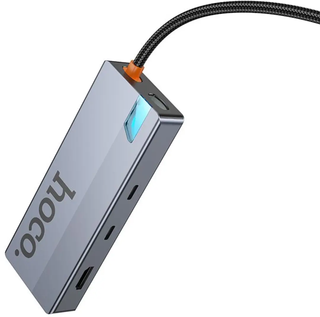 Hoco HB52 USB-C Hub 8-in-1 - HDMI 4K@60Hz Ethernet Grijs