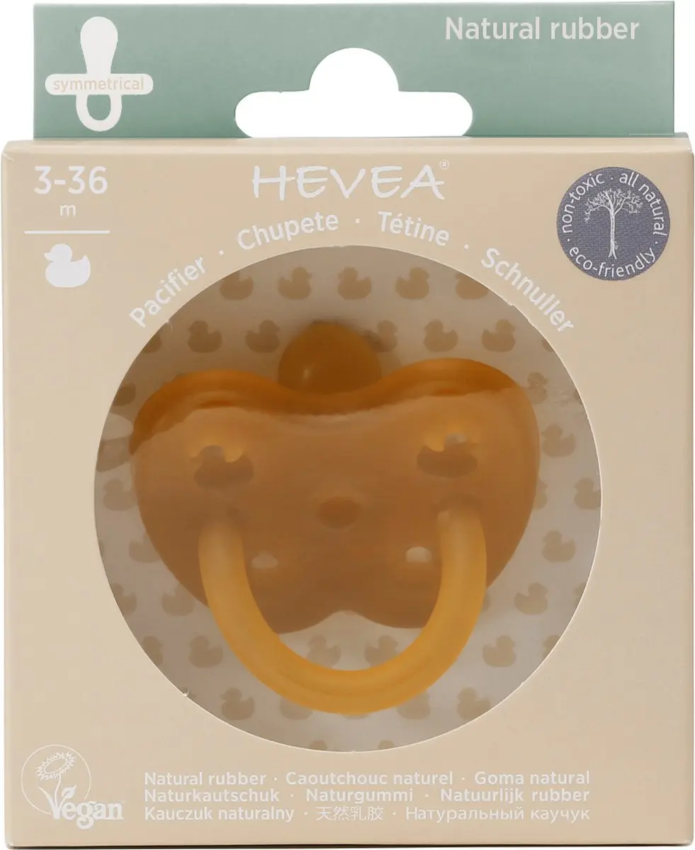 Hevea Classic Fopspeen Eend - Natuurrubber - 3-36 maanden - Oranje