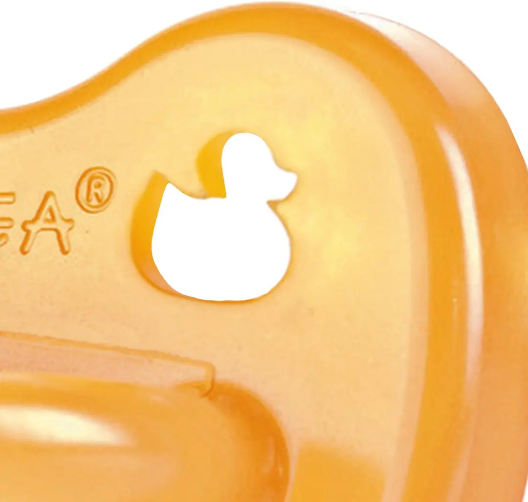 Hevea Classic Fopspeen Eend - Natuurrubber - 3-36 maanden - Oranje