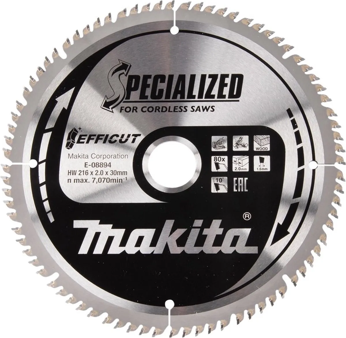 Makita Efficut E-08894 Afkortzaagblad 216mm - 80T - afbeelding 3 van 5