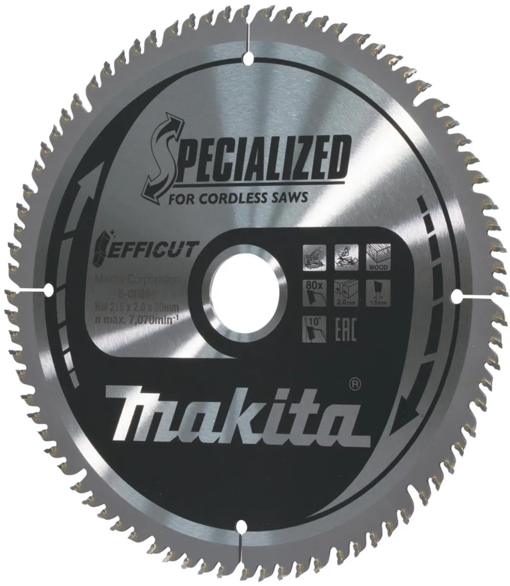 Makita Efficut E-08894 Afkortzaagblad 216mm - 80T - afbeelding 2 van 5