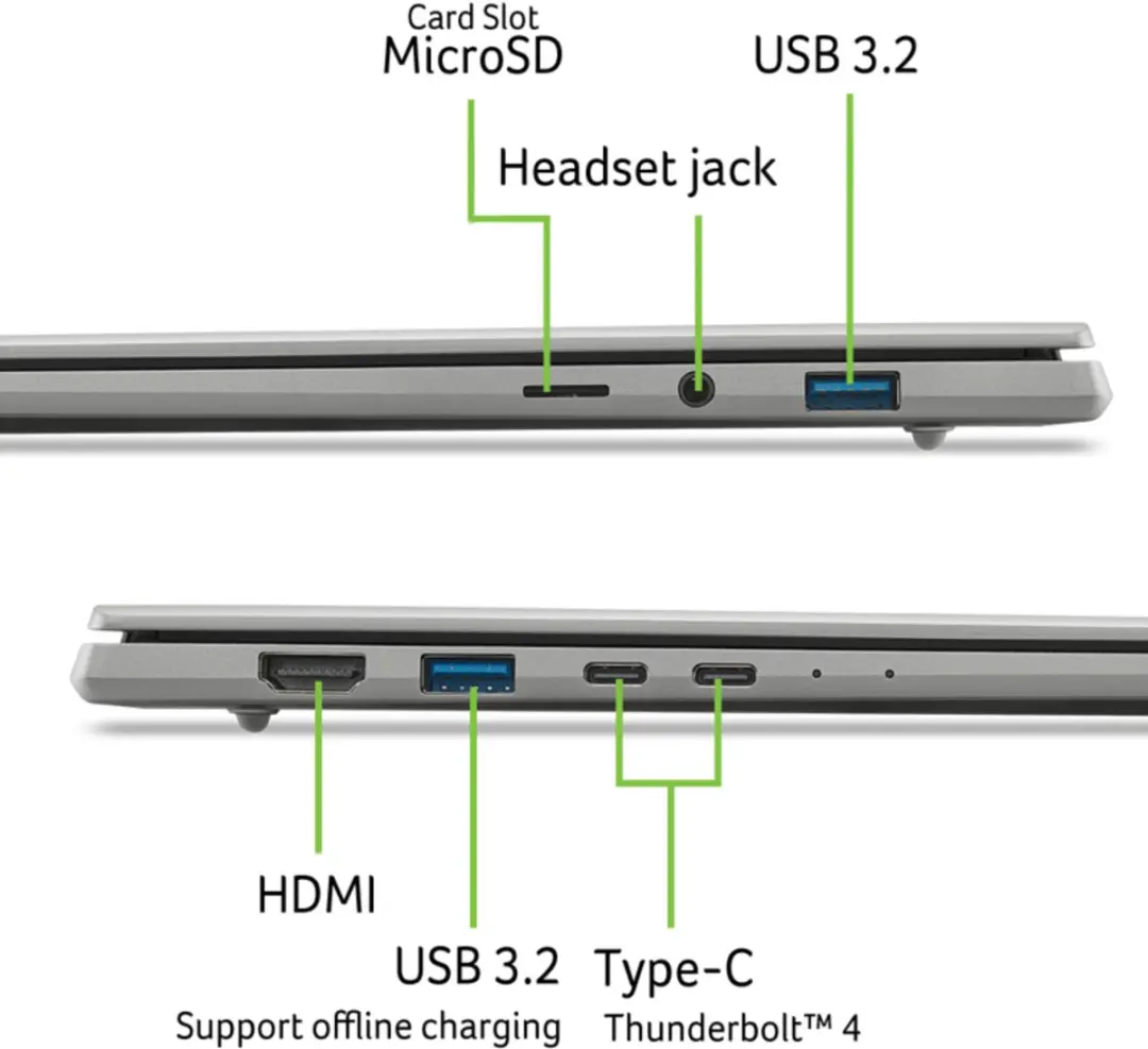 Acer Swift 16 AI SF16-71T-95GR Laptop - 16" 2.8K OLED Touch - Core Ultra X9 - 32GB/1TB - Grijs