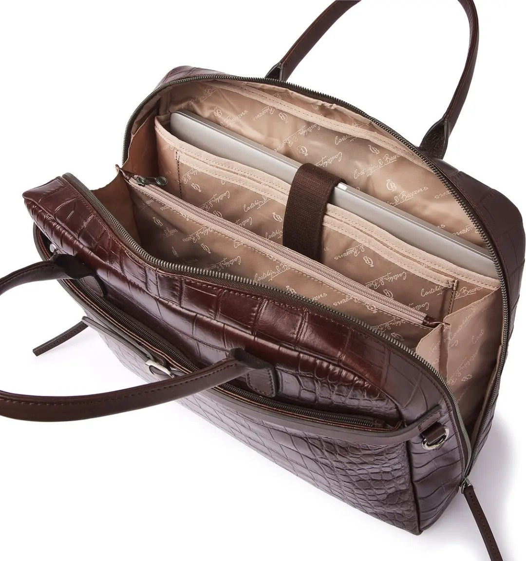 Castelijn & Beerens Croco Lisa Laptoptas 15,6" RFID - Mocca