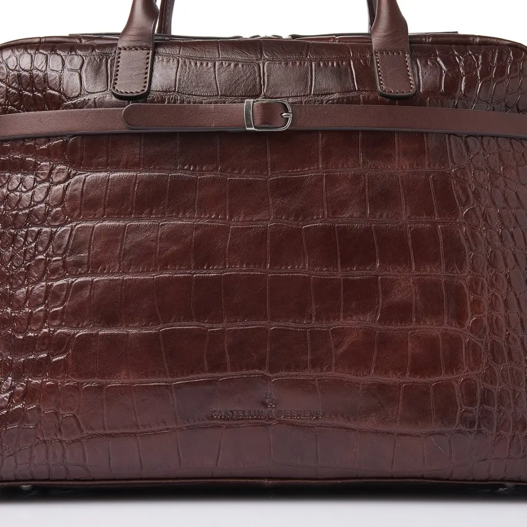 Castelijn & Beerens Croco Lisa Laptoptas 15,6" RFID - Mocca