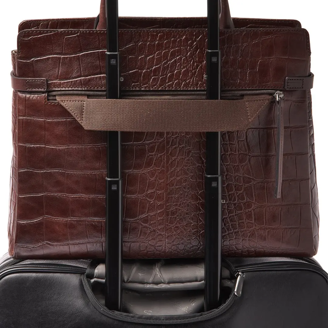 Castelijn & Beerens Croco Kaat Laptoptas 15,6" RFID - Mocca