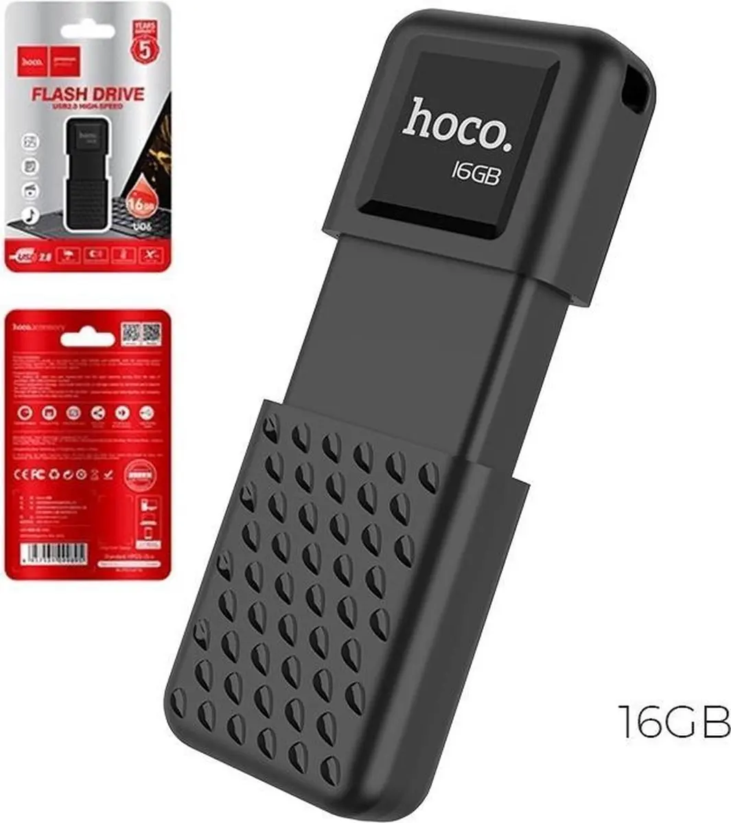 Hoco Premium UD6 16GB USB Flash Drive - Zwart