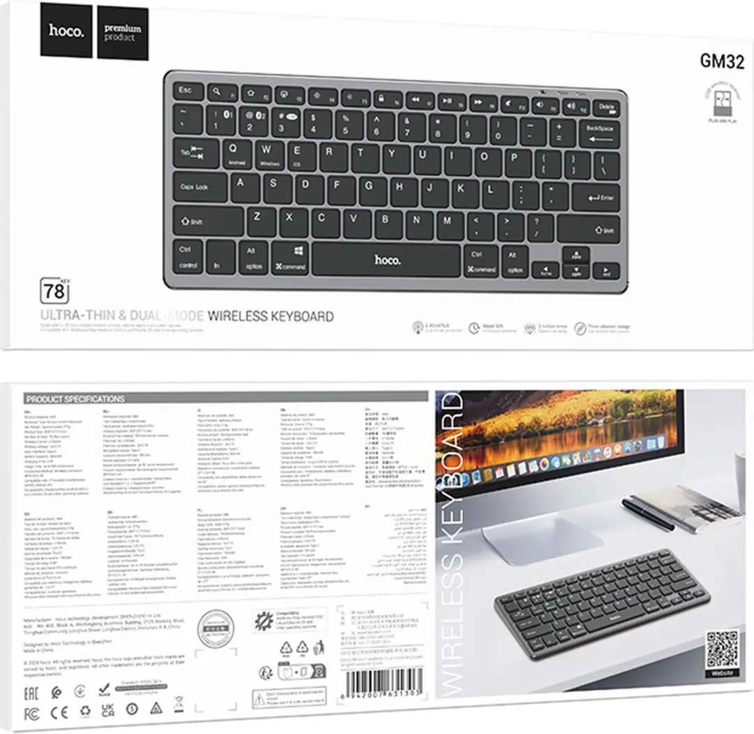 Hoco GM32B Draadloos Toetsenbord - Zwart