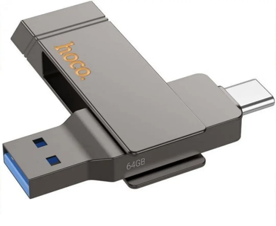 Hoco Razendsnelle 2-in-1 USB Stick 64GB Metaalgrijs