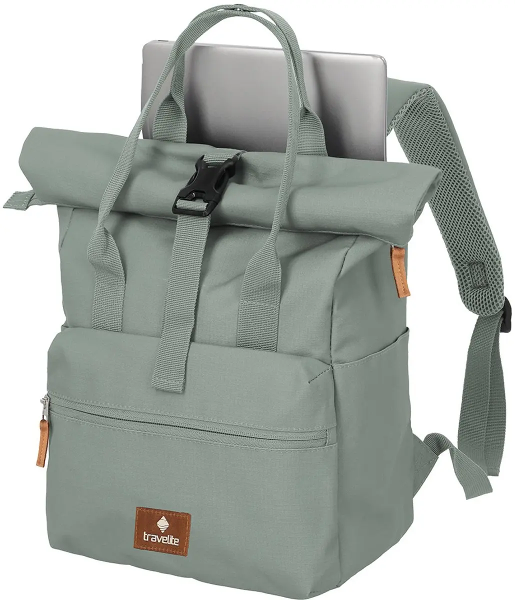 Travelite Basics Short Handle Rollup Dagrugzak - 17 inch - Mint - afbeelding 6 van 6