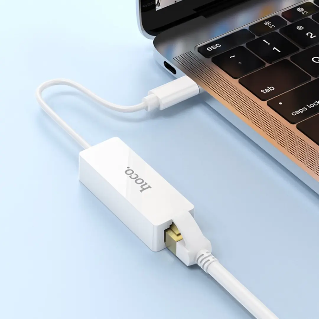 Hoco USB-C naar RJ45 Ethernet Adapter 100 Mbps - Wit