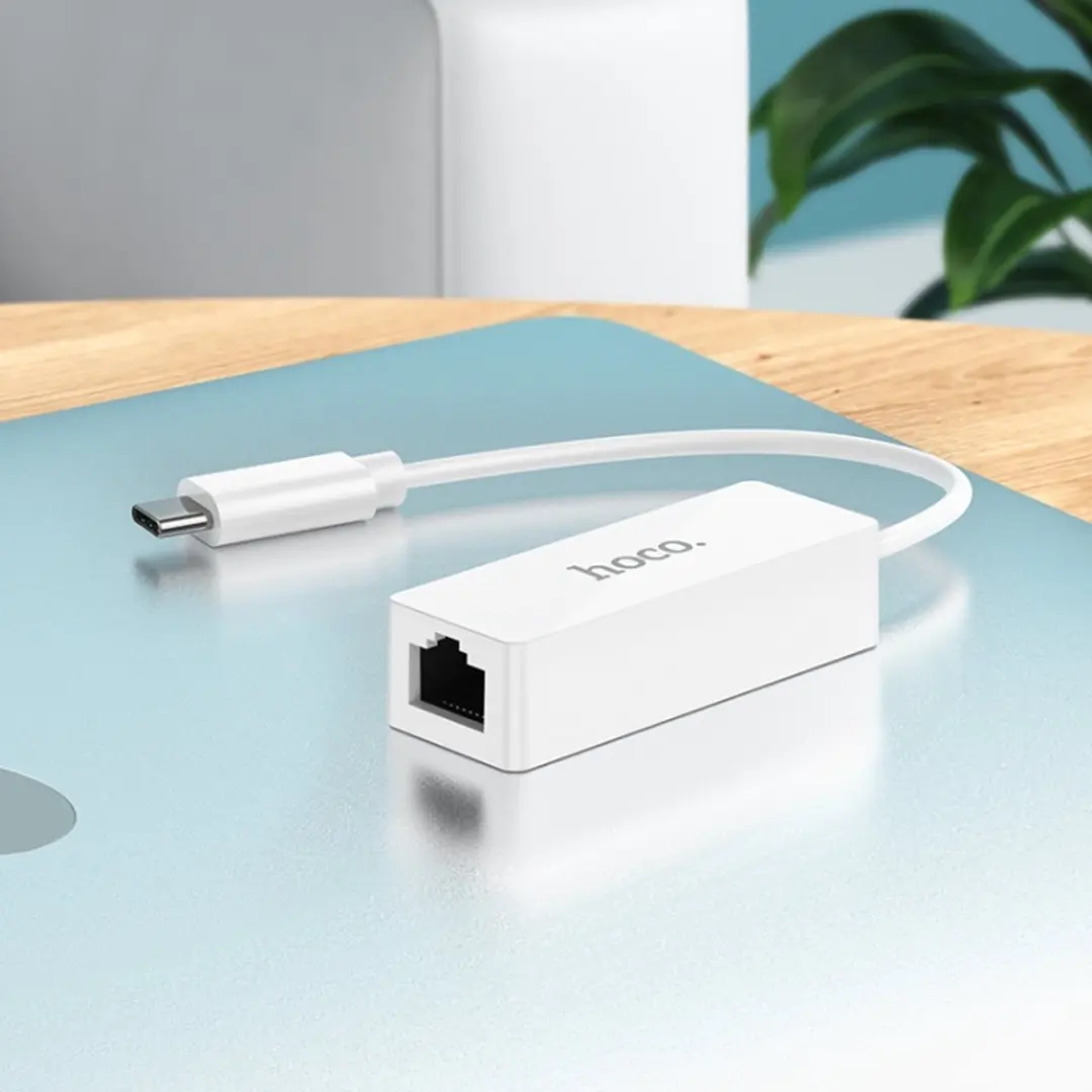 Hoco USB-C naar RJ45 Ethernet Adapter 100 Mbps - Wit