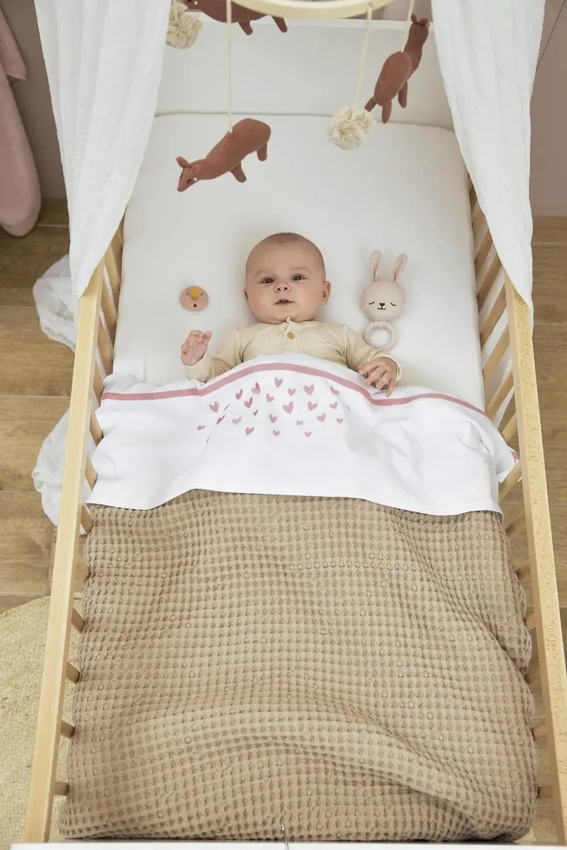 Meyco Baby Wafel Teddy Ledikantdeken 100x150cm - 2.0 TOG - Sand - afbeelding 6 van 6