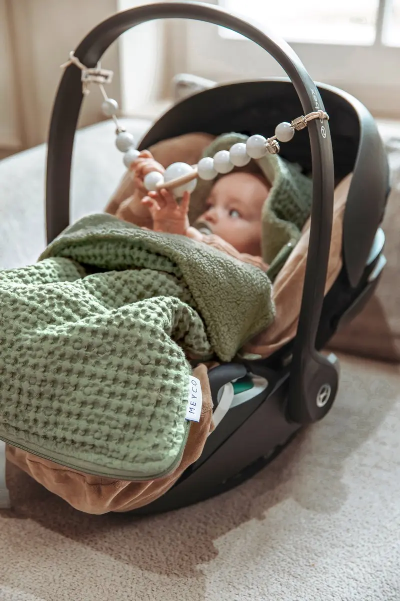 Meyco Baby Wafel Teddy Voetenzak - 40x82cm - Olive Green