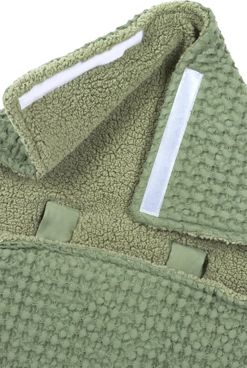 Meyco Baby Wafel Teddy Voetenzak - 40x82cm - Olive Green