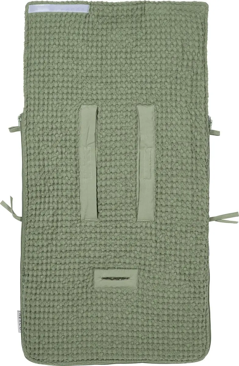 Meyco Baby Wafel Teddy Voetenzak - 40x82cm - Olive Green - afbeelding 6 van 6