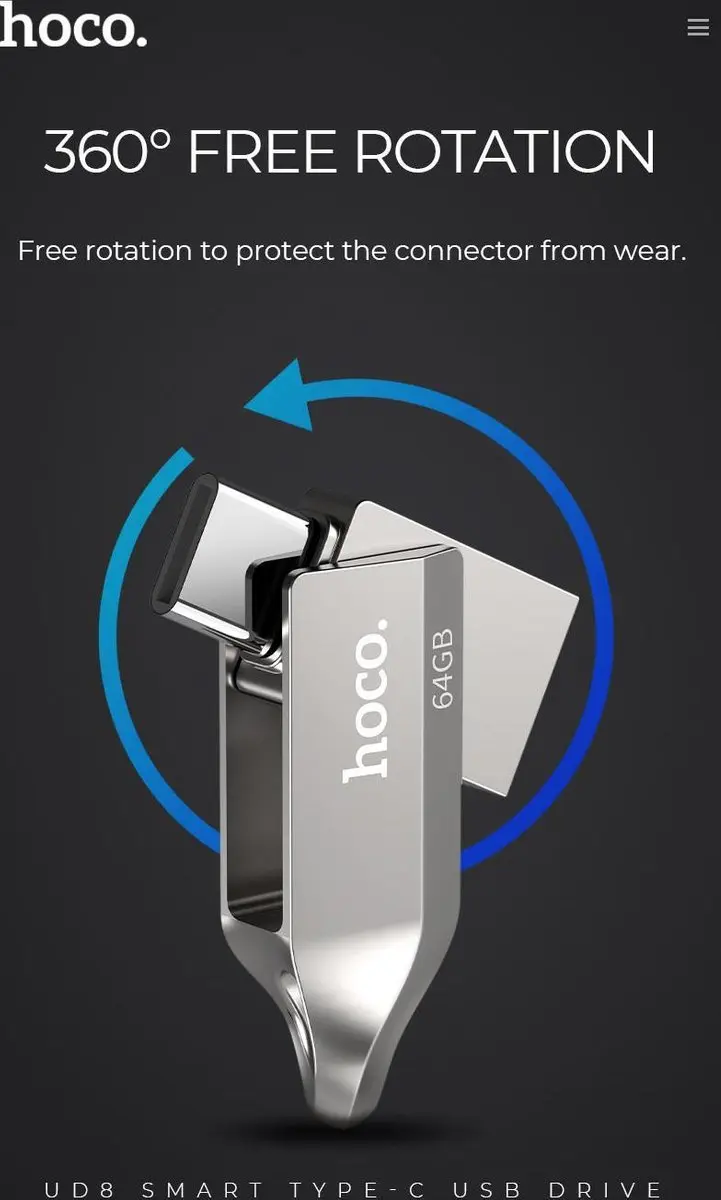 Hoco Memory Stick UD8 64GB - USB-C/USB 3.0 Zilver